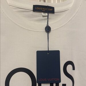 Louis Vuitton White Tee with Black Graphic